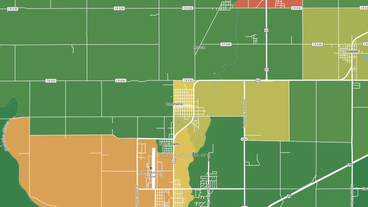 Commerce, OK Map of Drug-Related Crime Rates