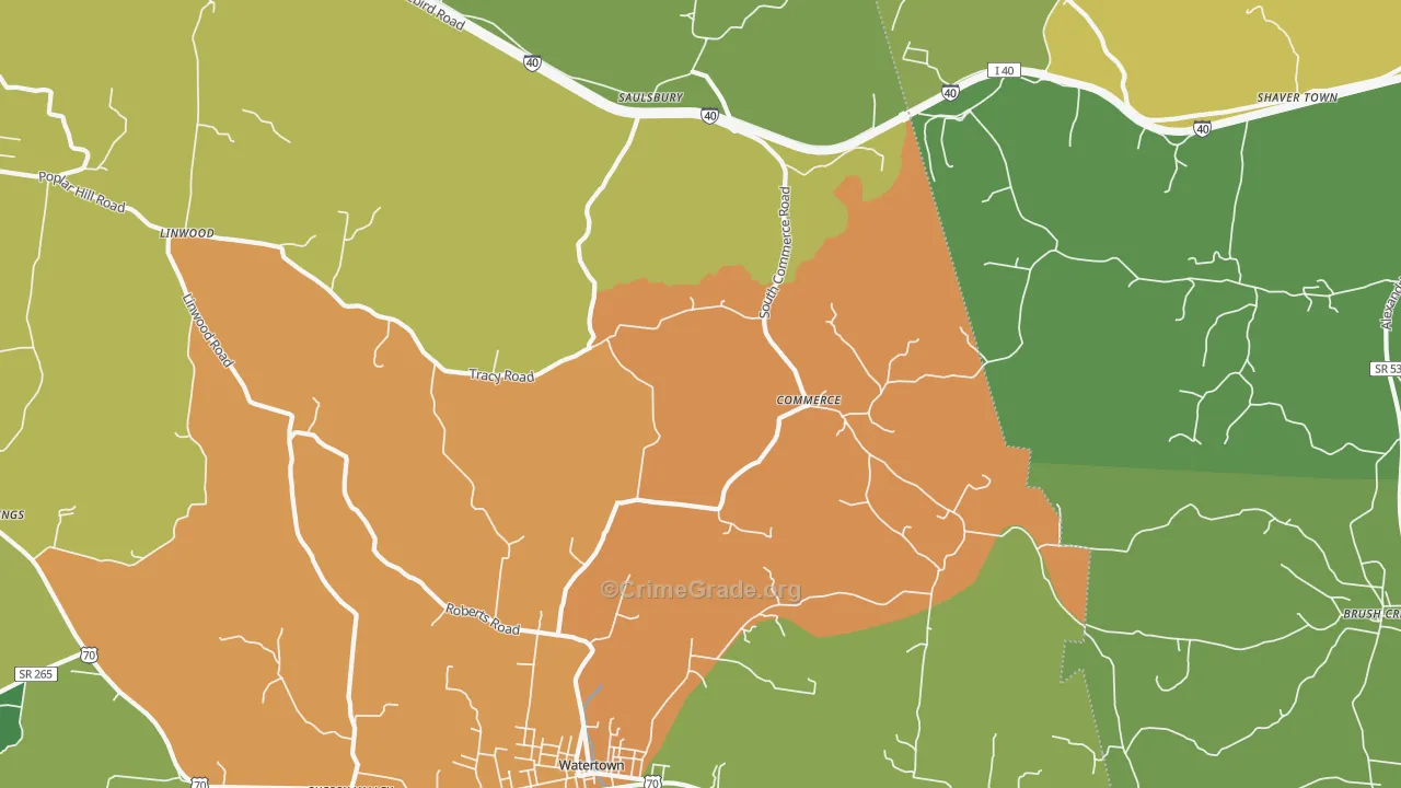 Commerce, TN Map of Drug-Related Crime Rates