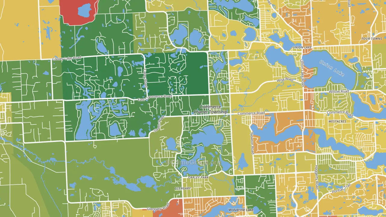 Commerce Township, MI Map of Drug-Related Crime Rates