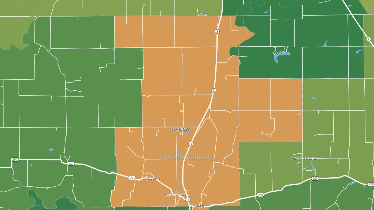 Commiskey, IN Map of Drug-Related Crime Rates