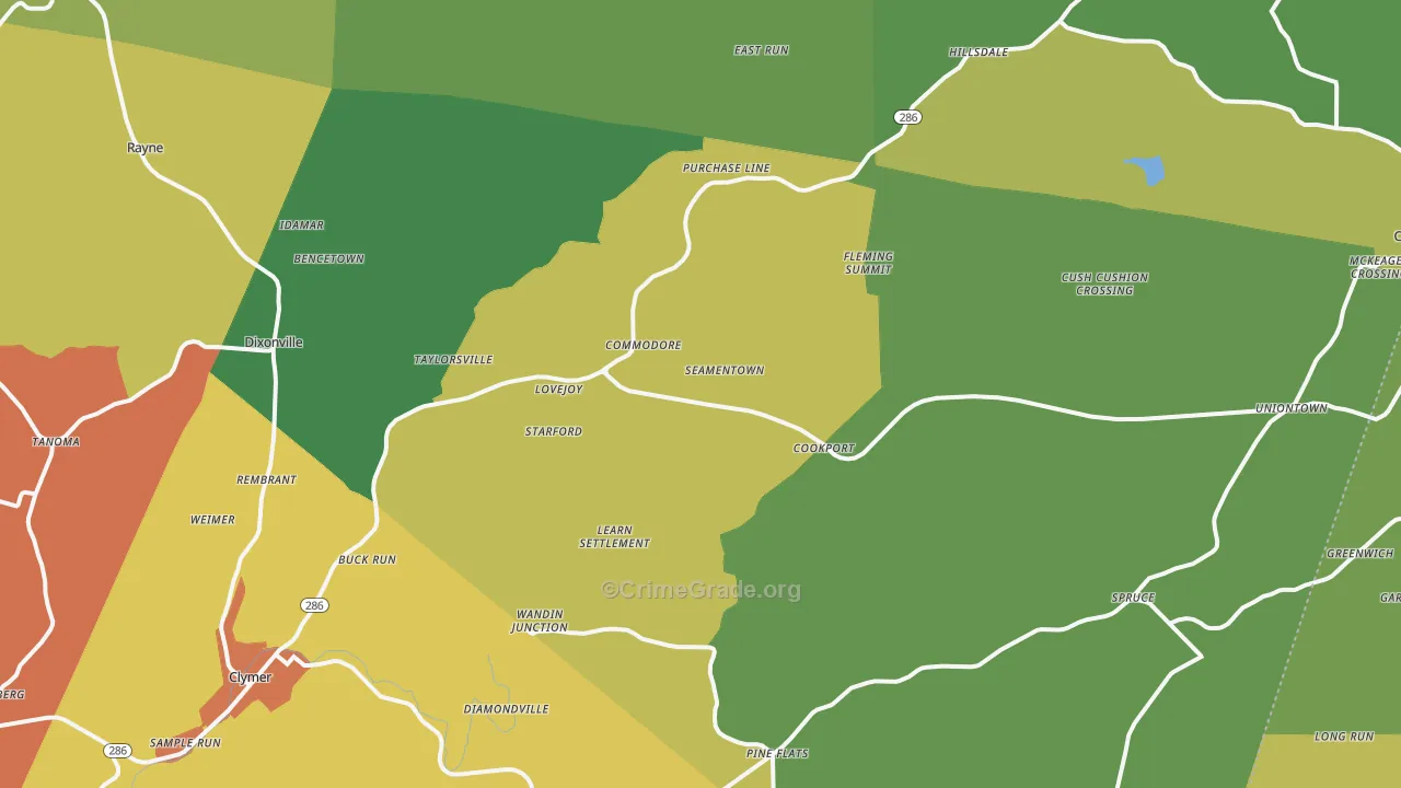 Commodore, PA Map of Drug-Related Crime Rates