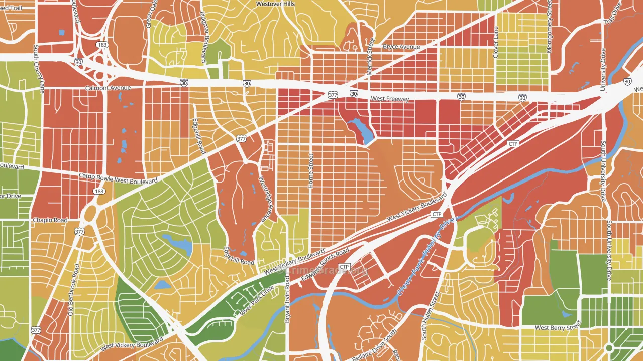 Como, Fort Worth, TX Map of Drug-Related Crime Rates