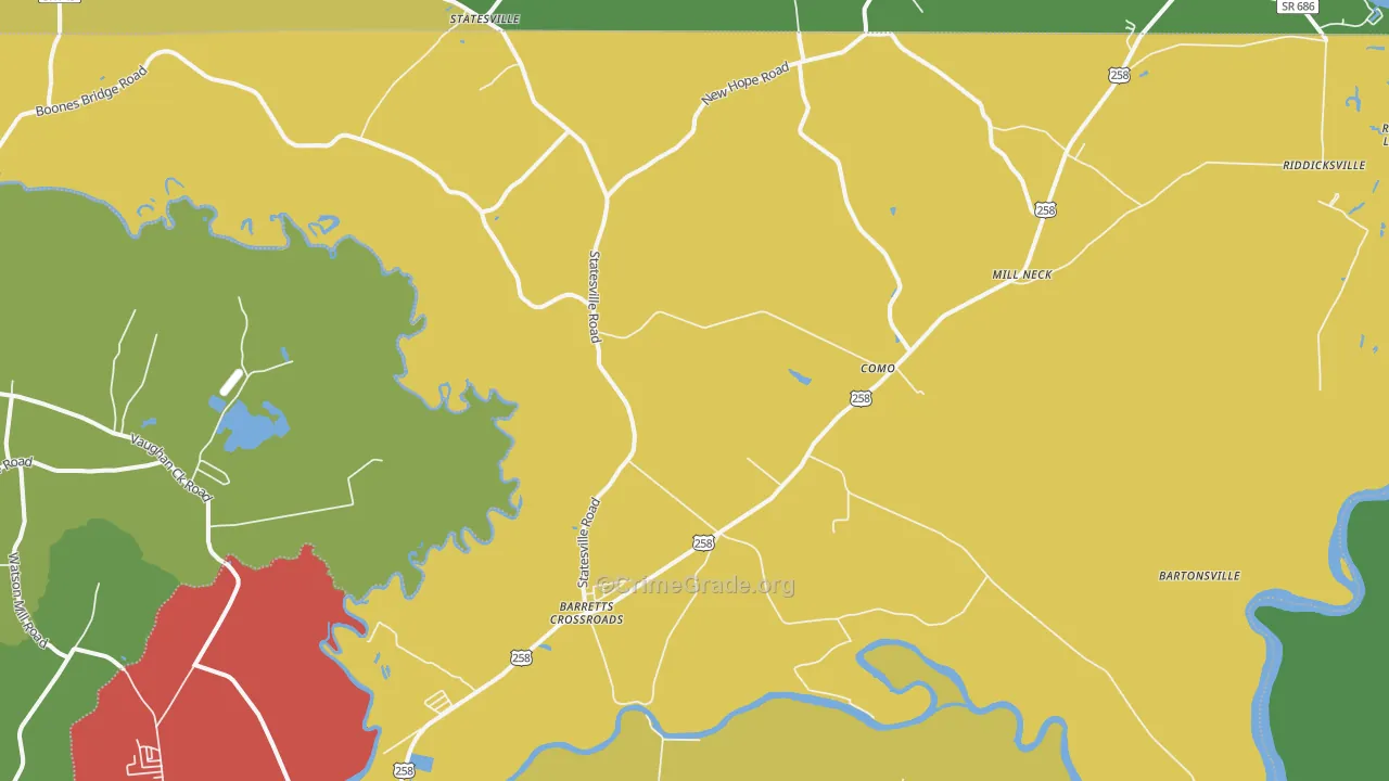 Como, NC Map of Drug-Related Crime Rates