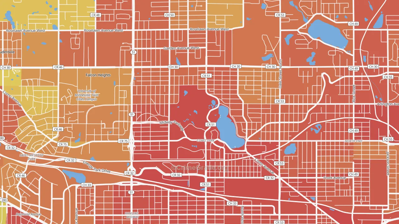 Como, St. Paul, MN Map of Drug-Related Crime Rates
