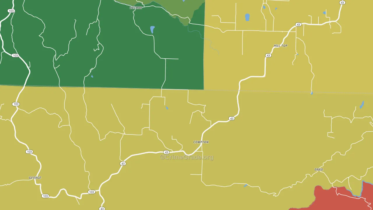 Compton, AR Map of Drug-Related Crime Rates