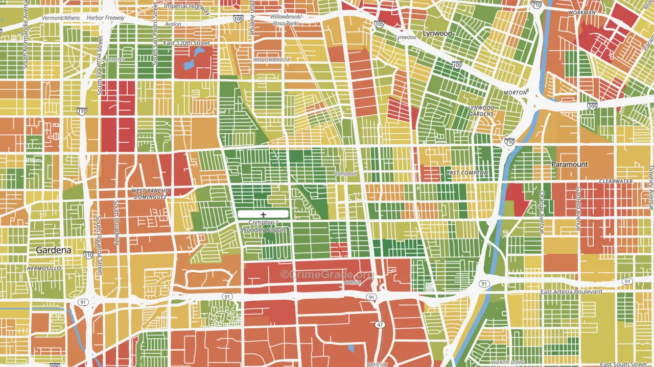 Compton, CA Map of Drug-Related Crime Rates
