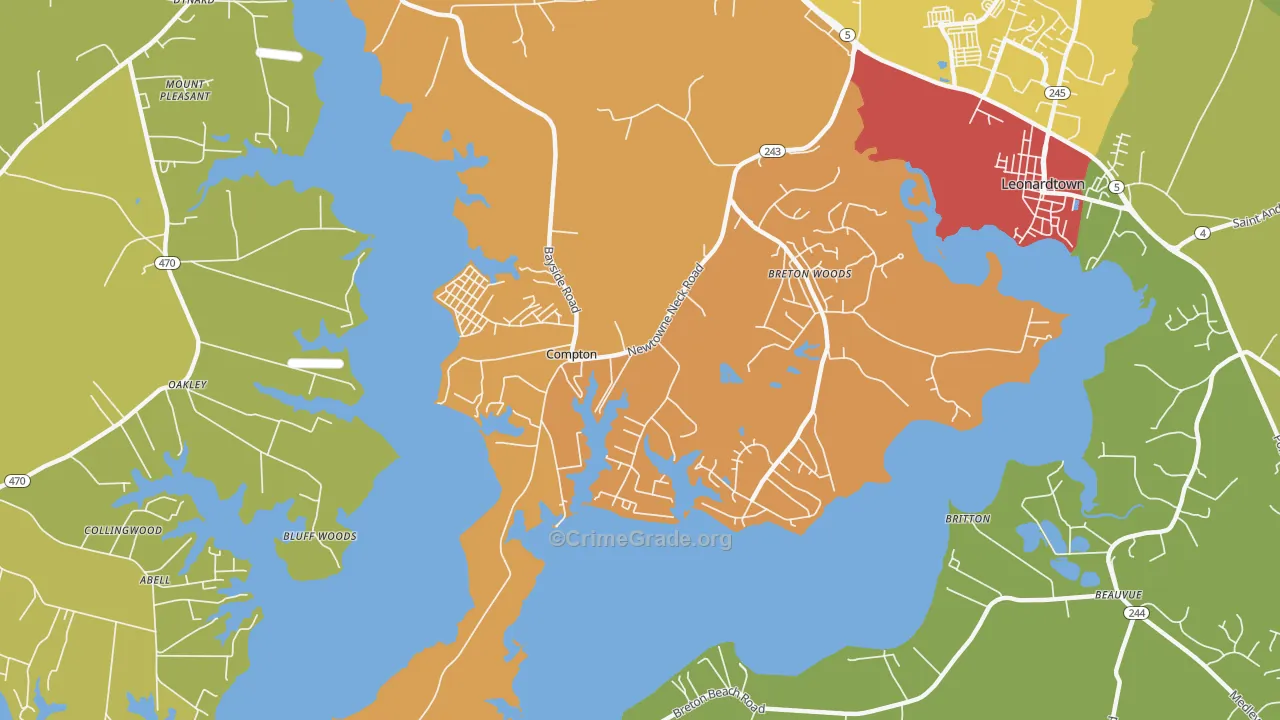 Compton, MD Map of Drug-Related Crime Rates