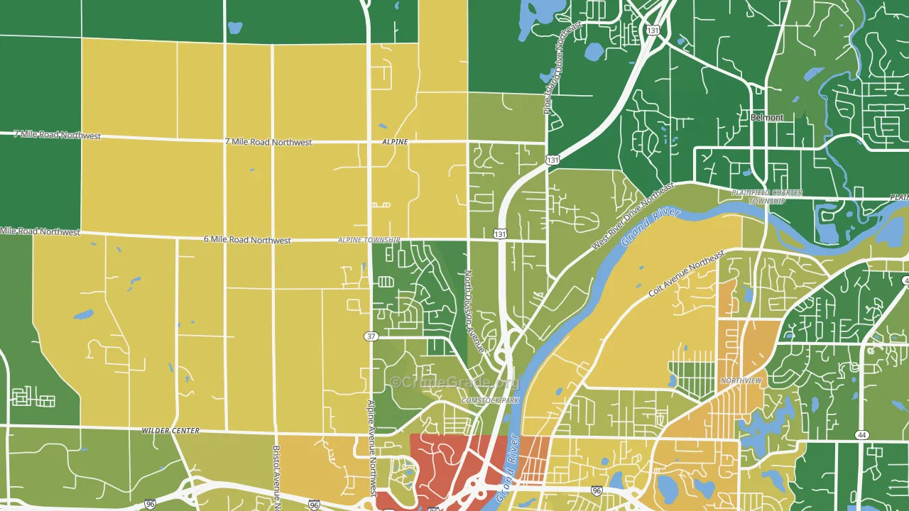 Comstock Park, MI Map of Drug-Related Crime Rates