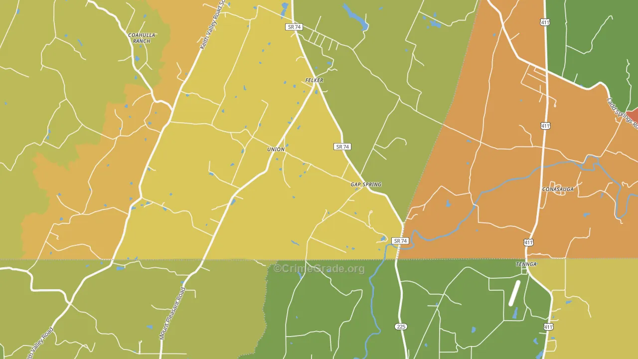 Conasauga, TN Map of Drug-Related Crime Rates