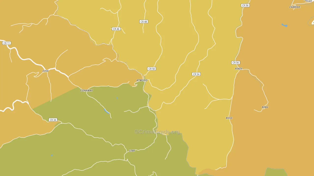 Conaway, WV Map of Drug-Related Crime Rates