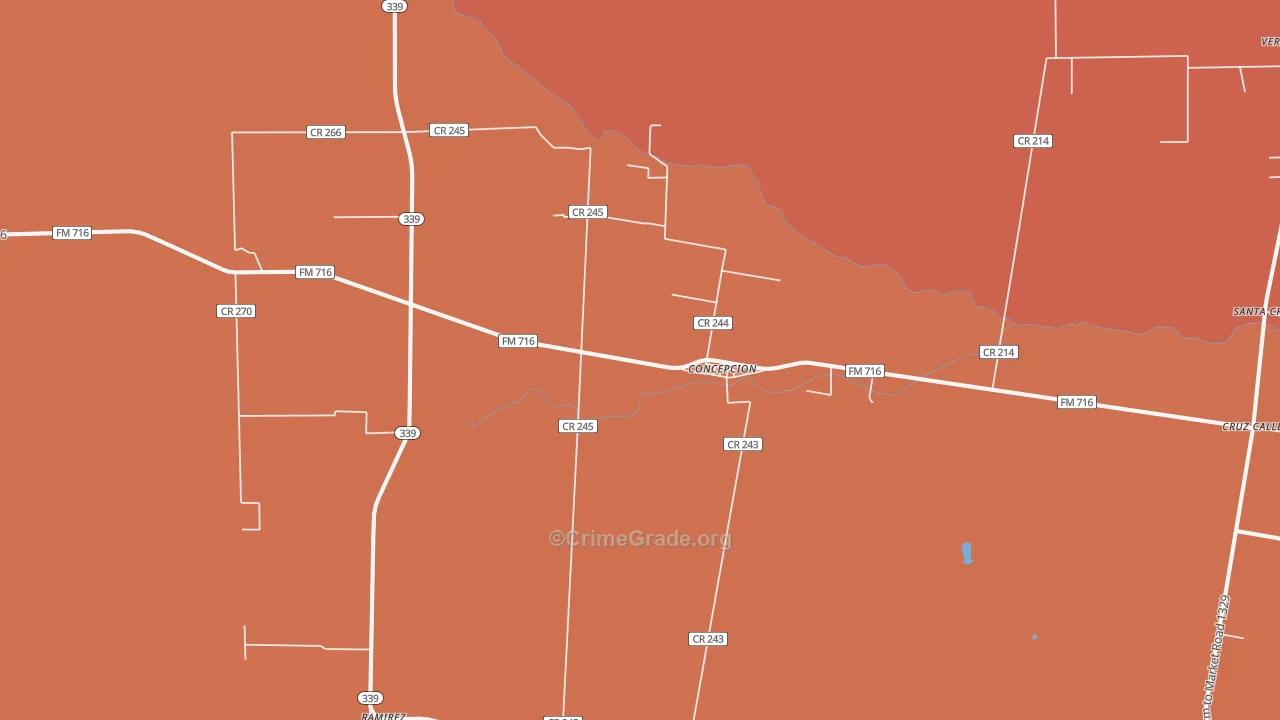 Concepcion, TX Map of Drug-Related Crime Rates