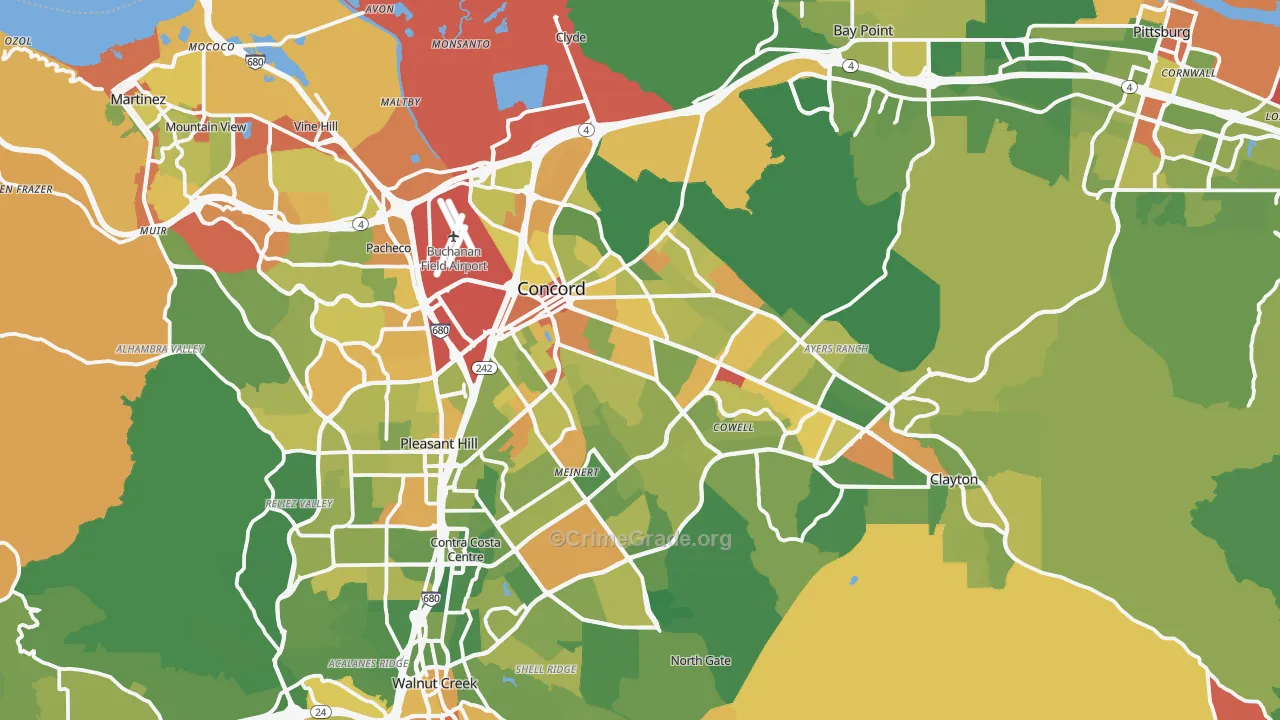 Concord, CA Map of Drug-Related Crime Rates