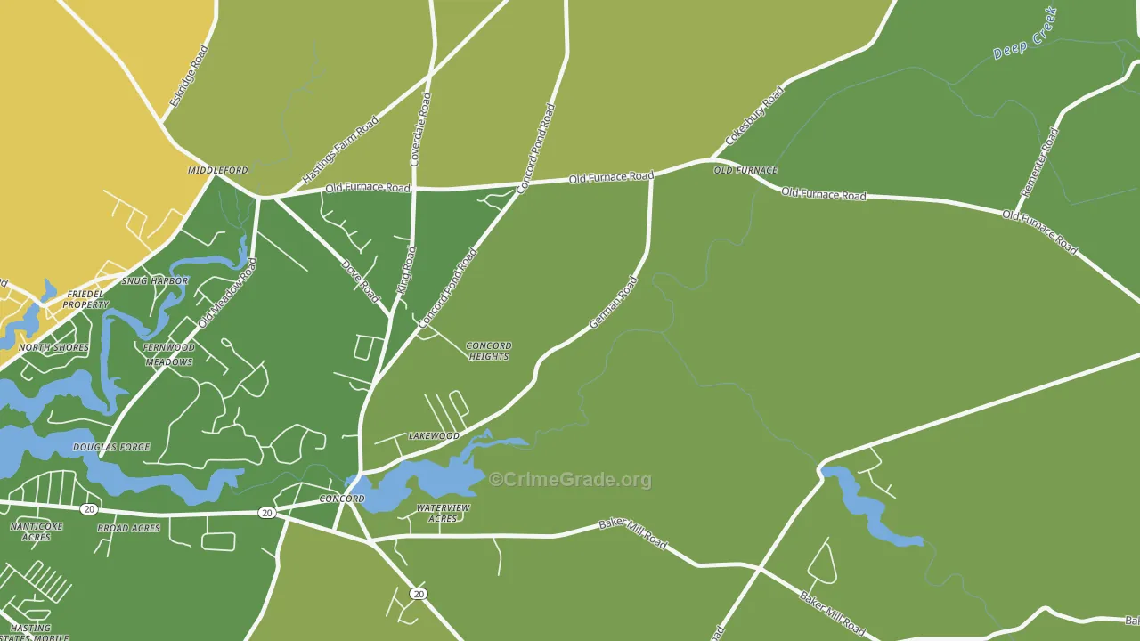 Concord, DE Map of Drug-Related Crime Rates