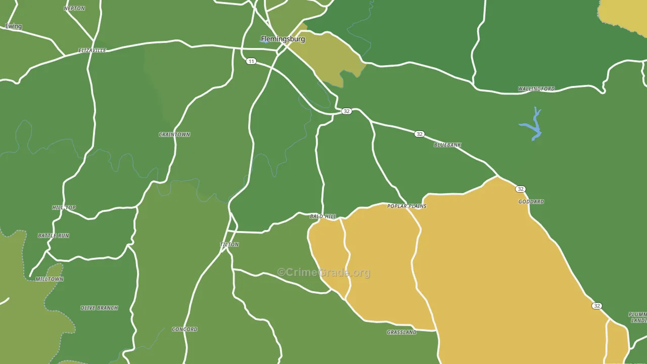 Concord, KY Map of Drug-Related Crime Rates