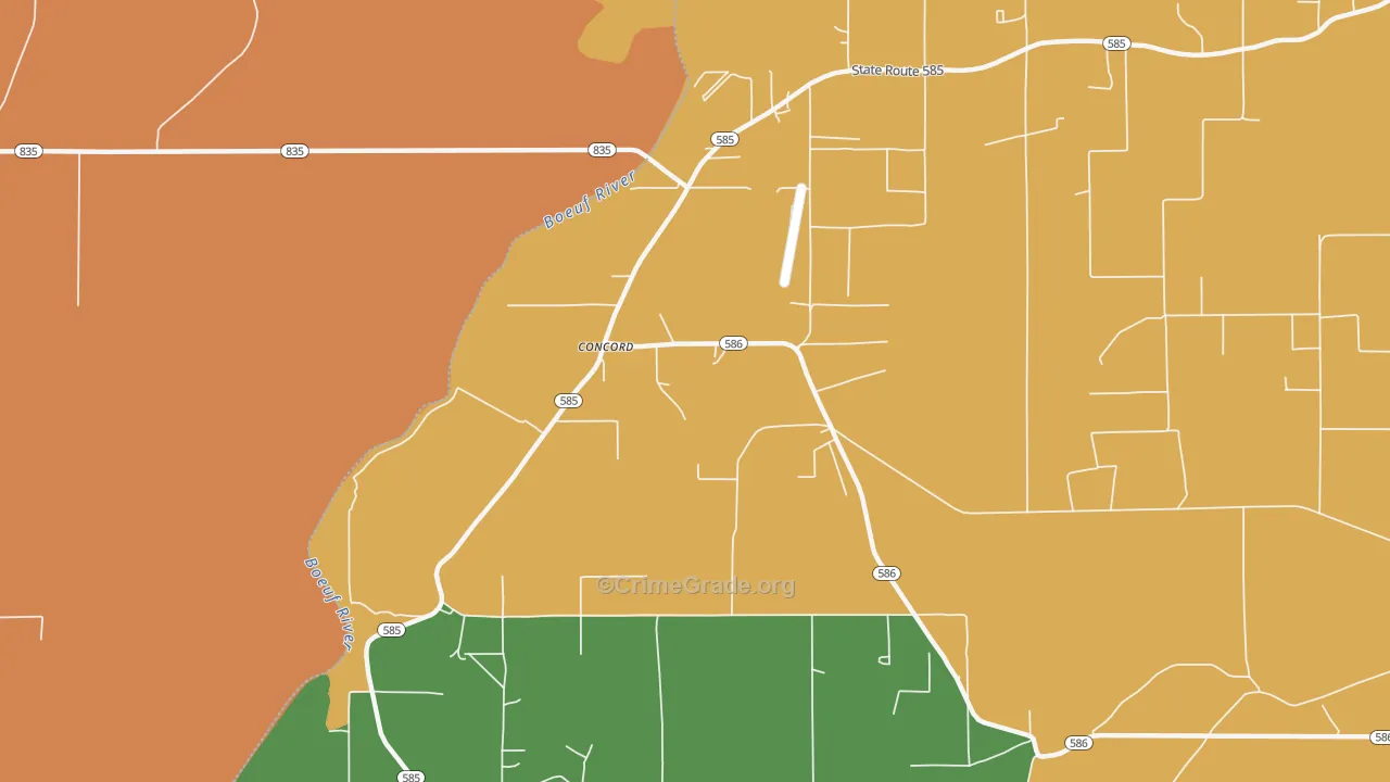 Concord, LA Map of Drug-Related Crime Rates