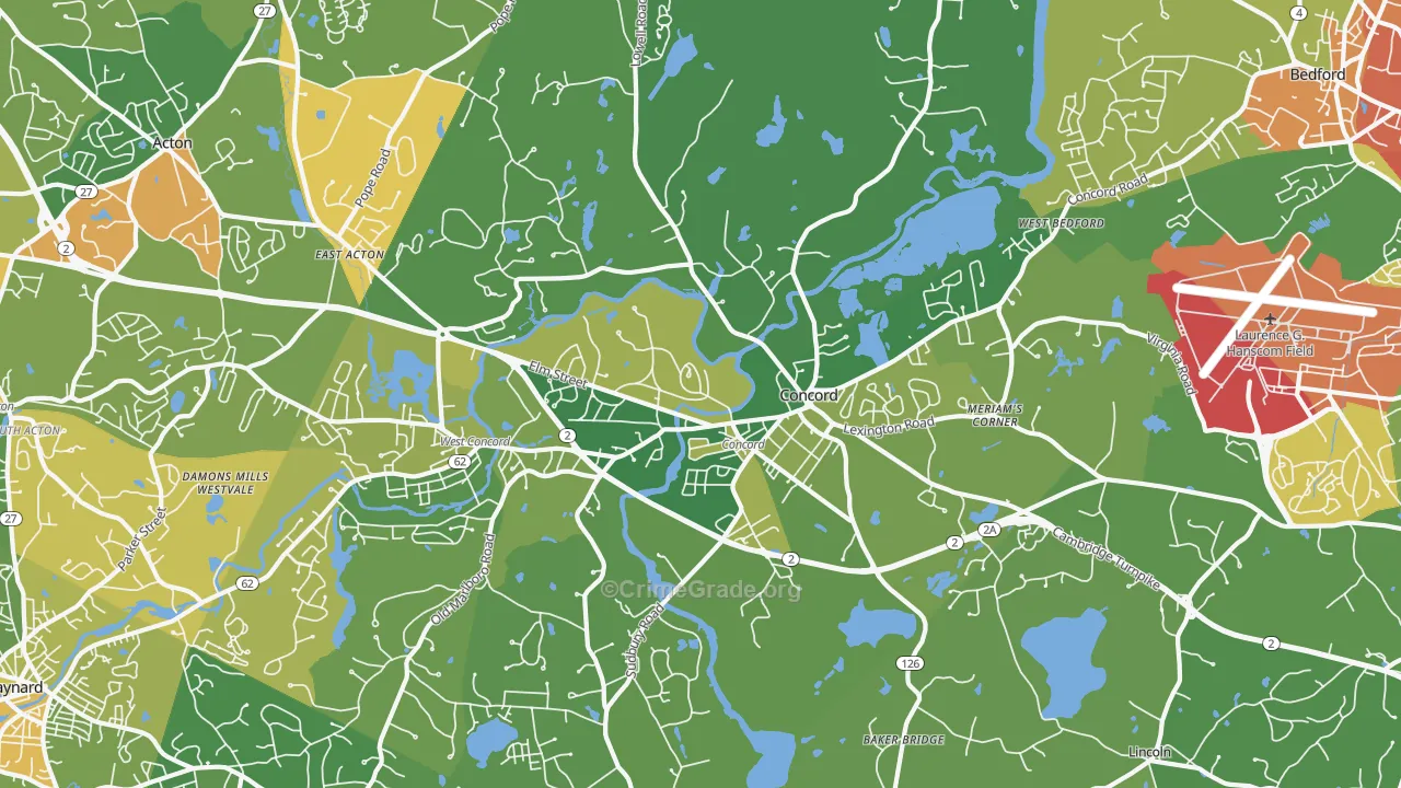 Concord, MA Map of Drug-Related Crime Rates