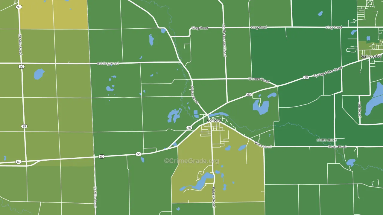 Concord, MI Map of Drug-Related Crime Rates