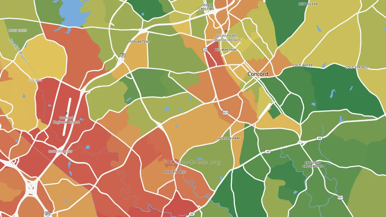Concord, NC Map of Drug-Related Crime Rates