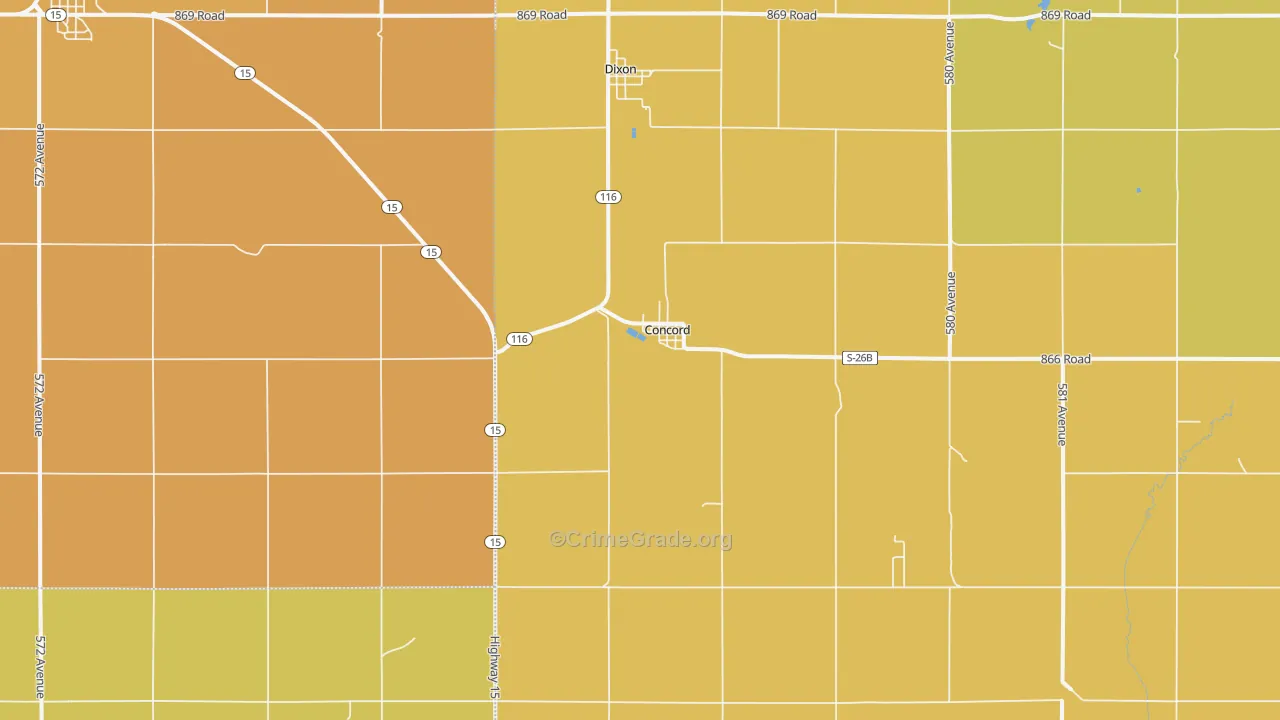 Concord, NE Map of Drug-Related Crime Rates