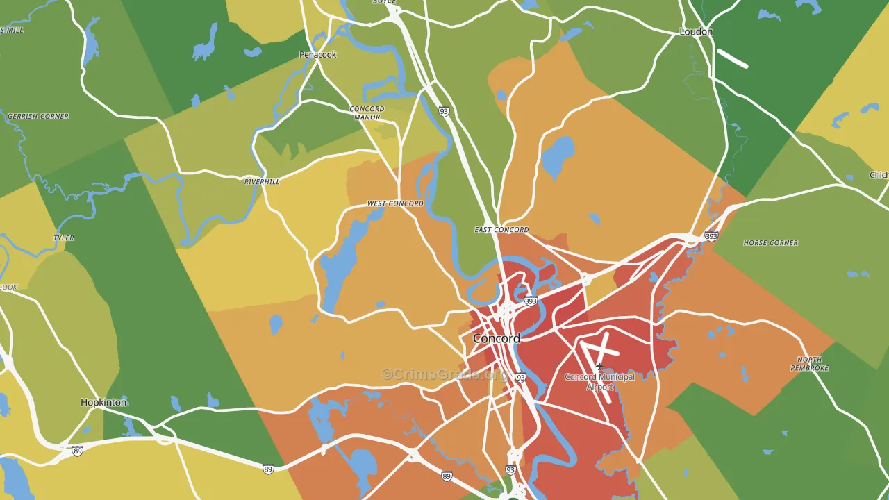 Concord, NH Map of Drug-Related Crime Rates