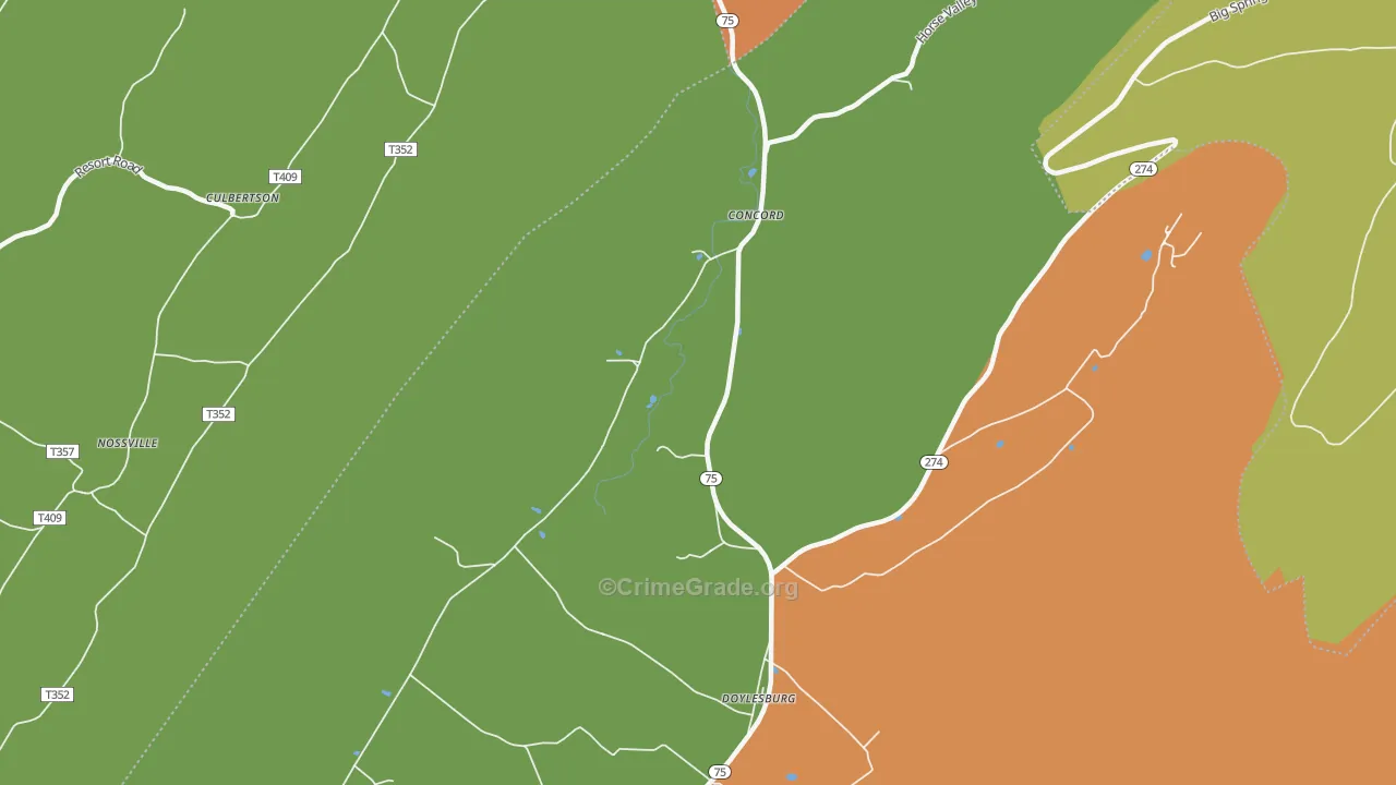 Concord, PA Map of Drug-Related Crime Rates