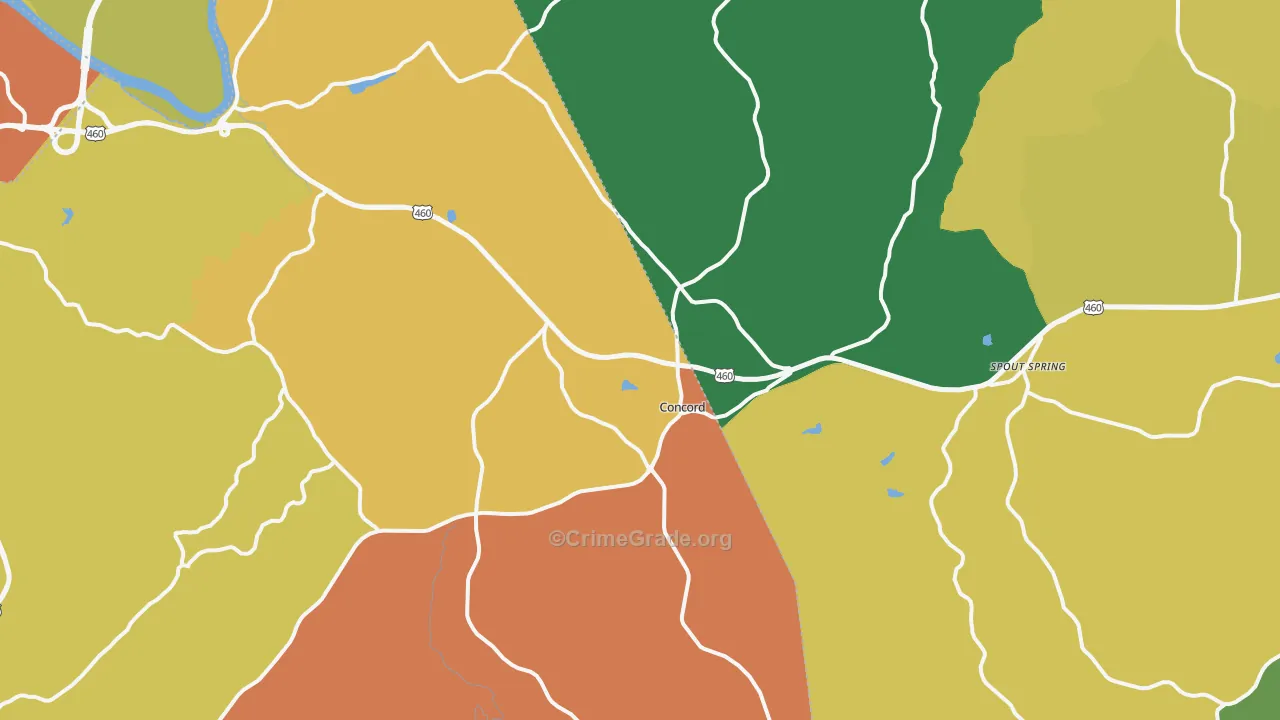 Concord, VA Map of Drug-Related Crime Rates