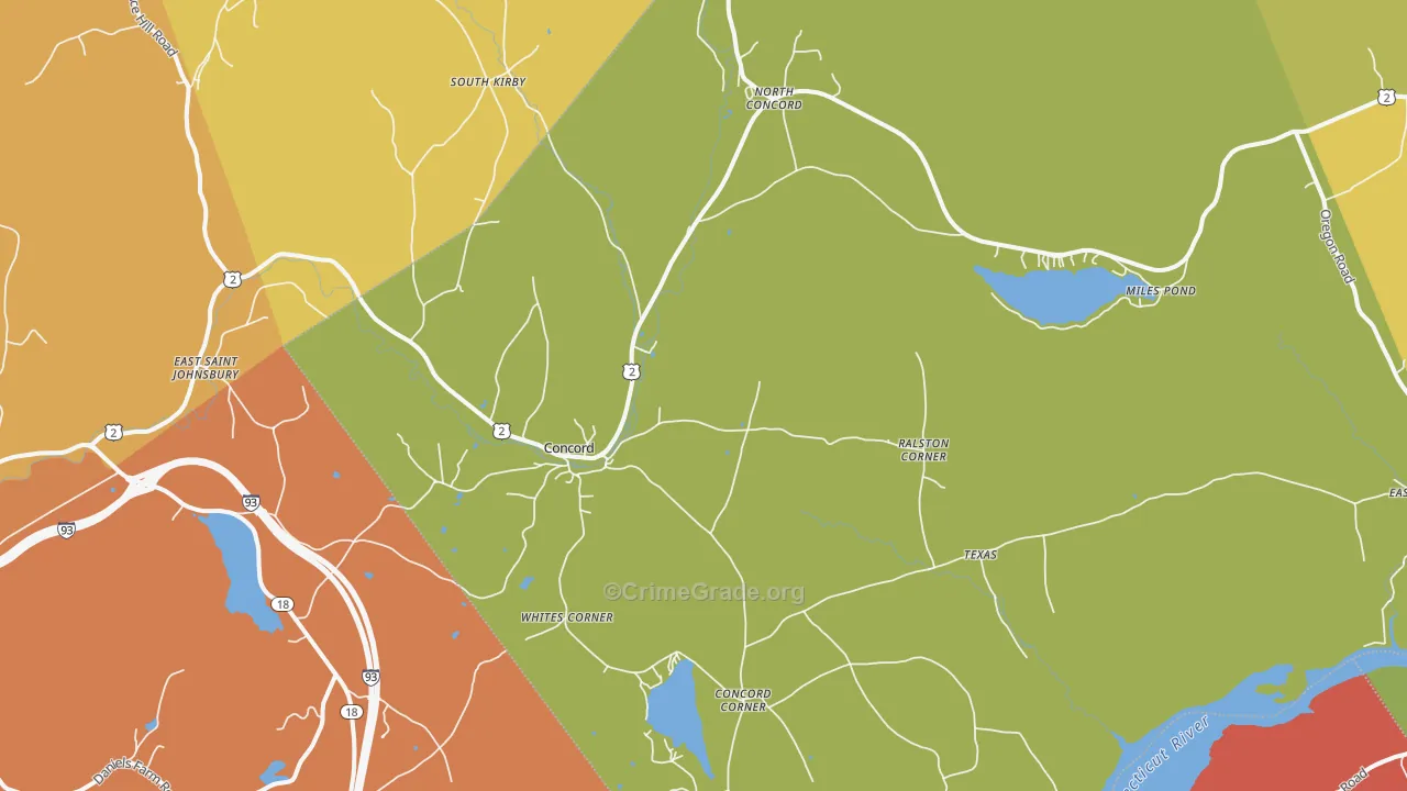 Concord, VT Map of Drug-Related Crime Rates