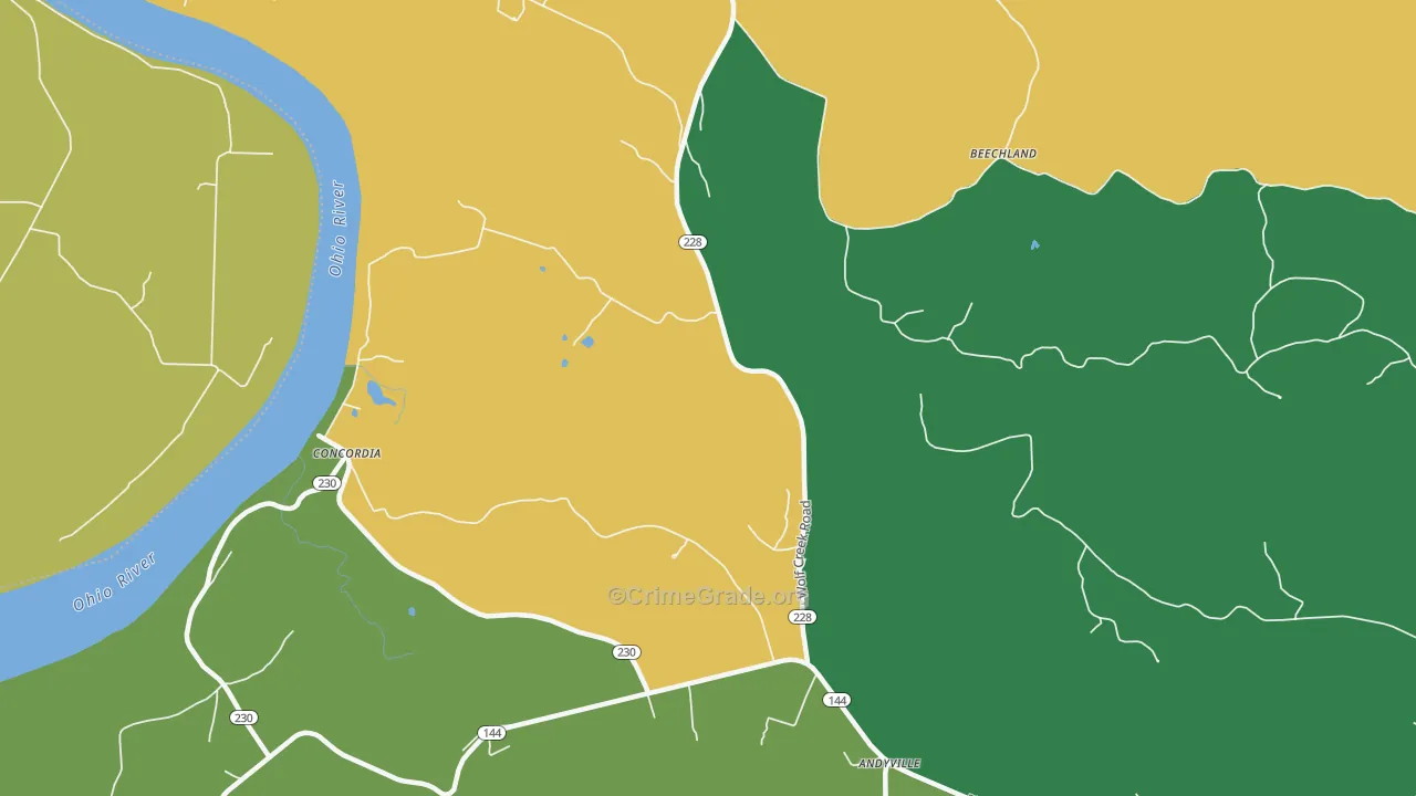 Concordia, KY Map of Drug-Related Crime Rates
