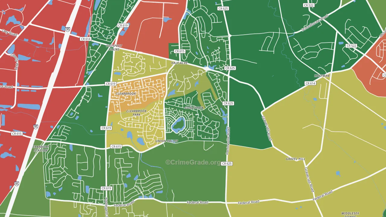 Concordia, NJ Map of Drug-Related Crime Rates