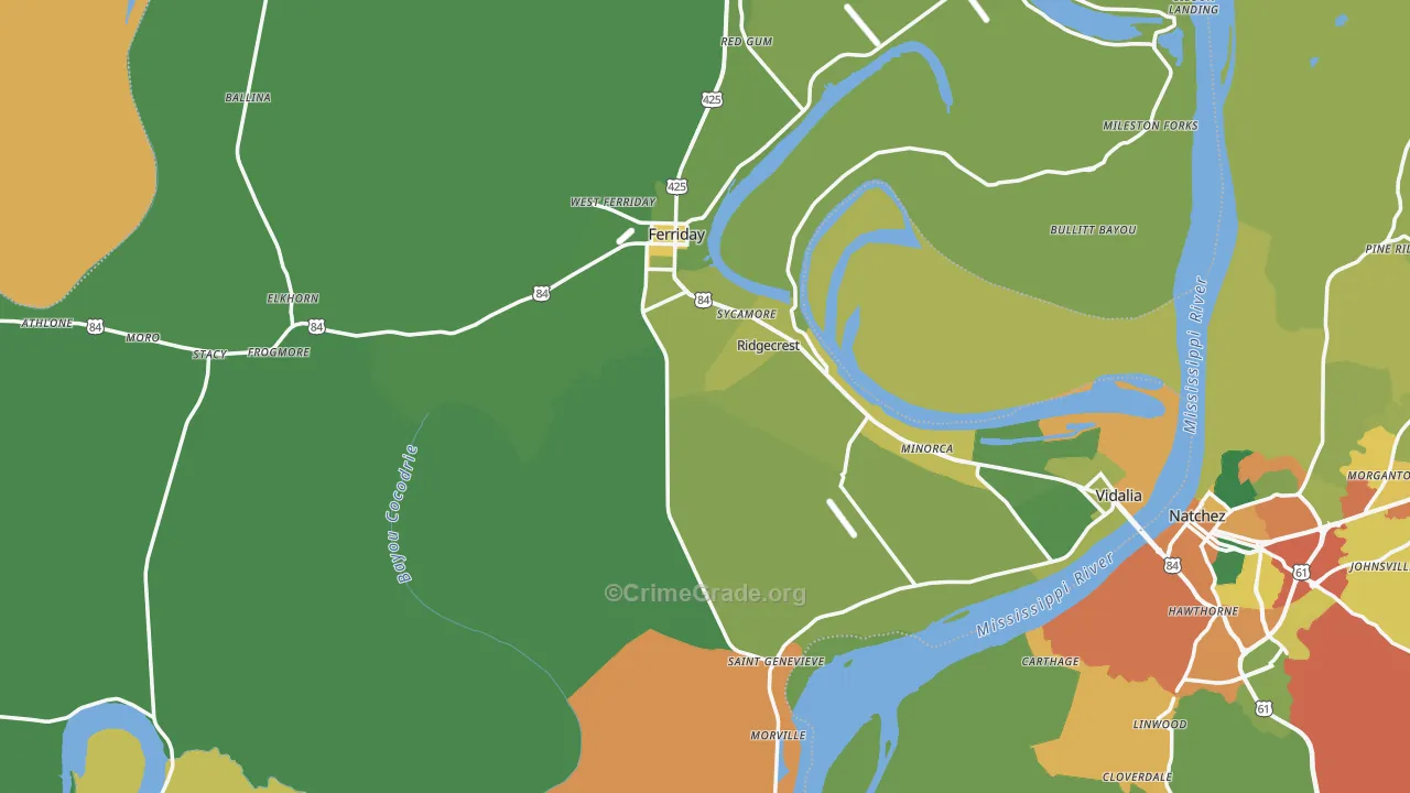 Concordia Parish, LA Map of Drug-Related Crime Rates