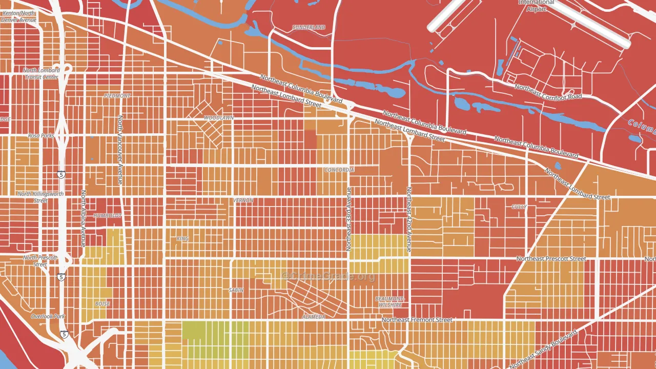 Concordia, Portland, OR Map of Drug-Related Crime Rates