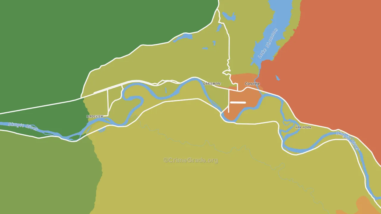 Concrete, WA Map of Drug-Related Crime Rates