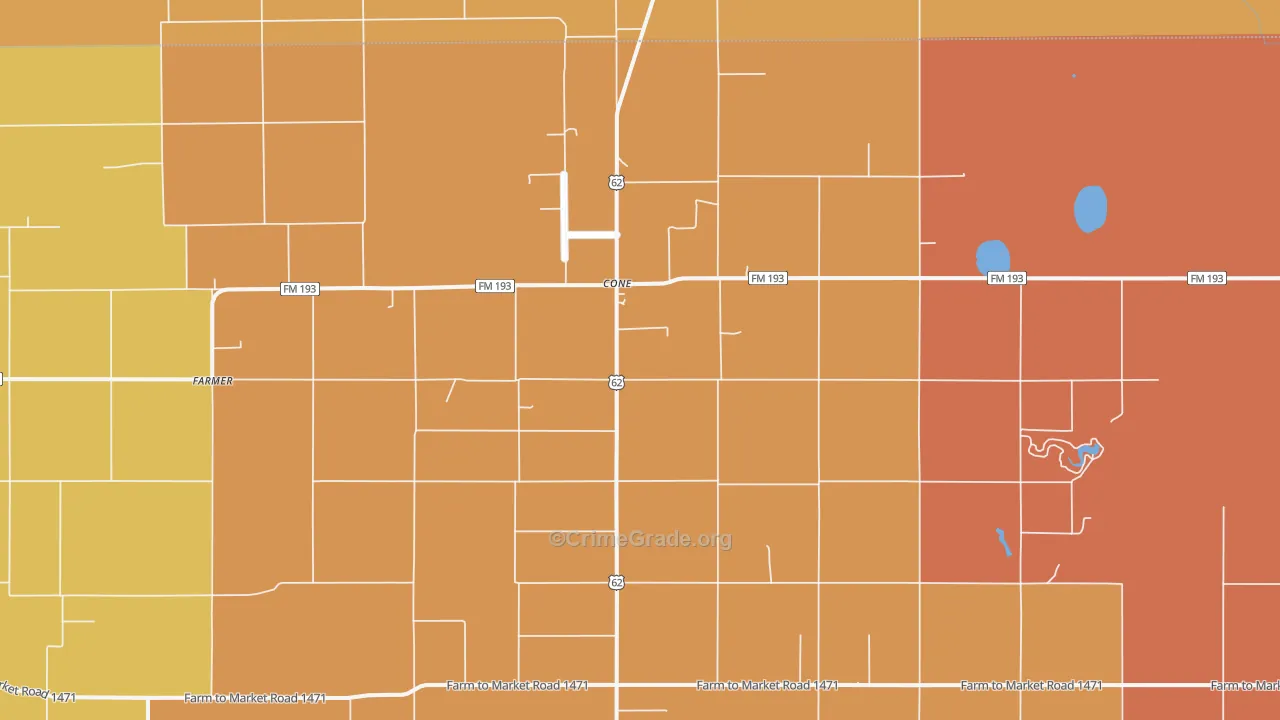 Cone, TX Map of Drug-Related Crime Rates