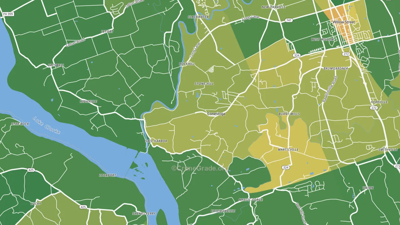 Conestoga, PA Map of Drug-Related Crime Rates