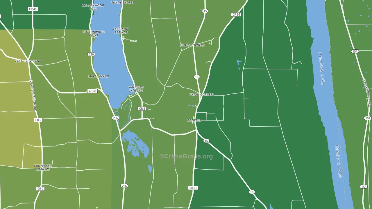 Conesus, NY Map of Drug-Related Crime Rates