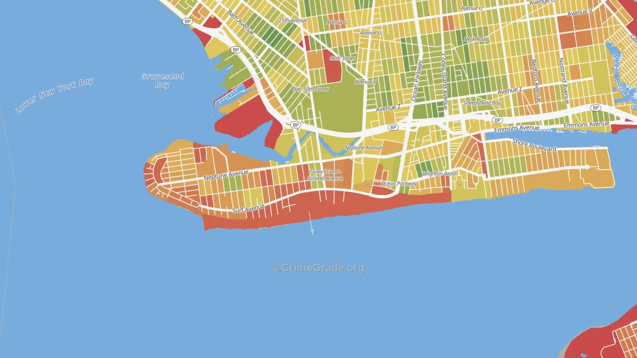 Coney Island, Brooklyn, NY Map of Drug-Related Crime Rates