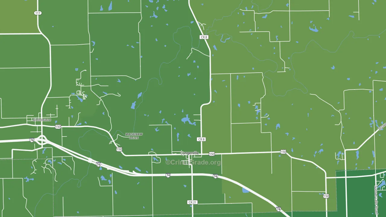 Congerville, IL Map of Drug-Related Crime Rates