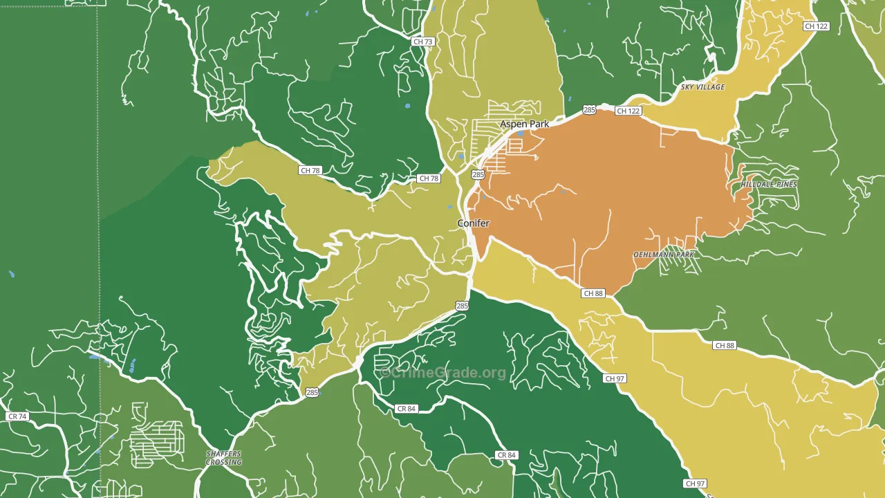 Conifer, CO Map of Drug-Related Crime Rates