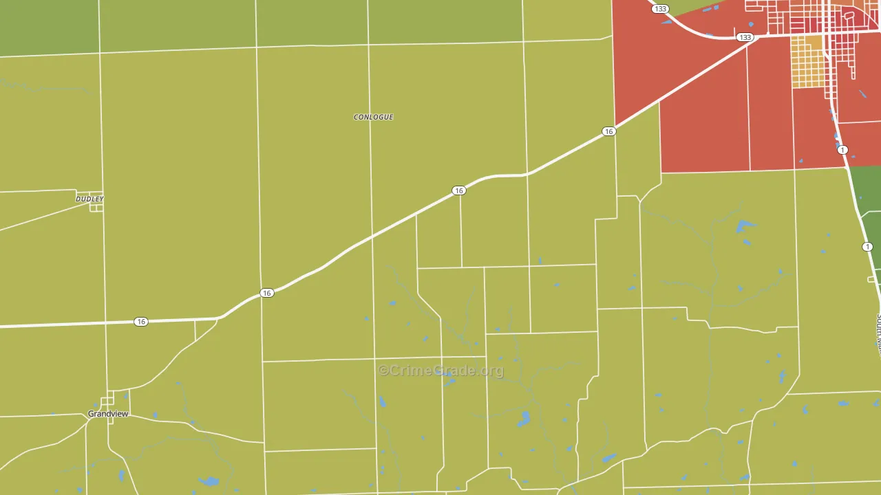 Conlogue, IL Map of Drug-Related Crime Rates