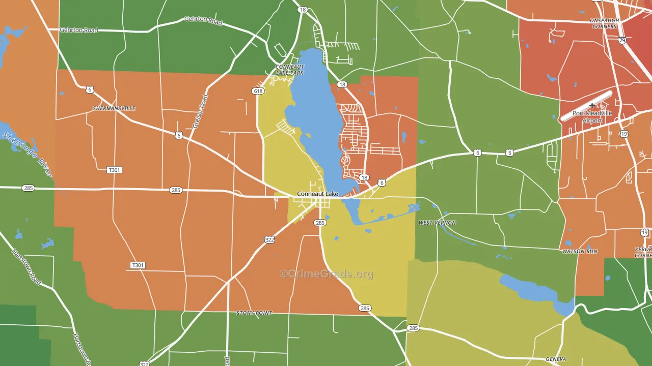 Conneaut Lake, PA Map of Drug-Related Crime Rates