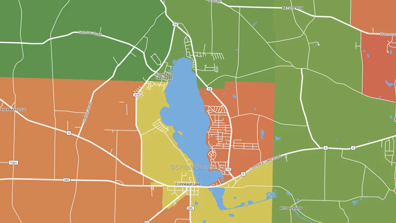 Conneaut Lakeshore, PA Map of Drug-Related Crime Rates