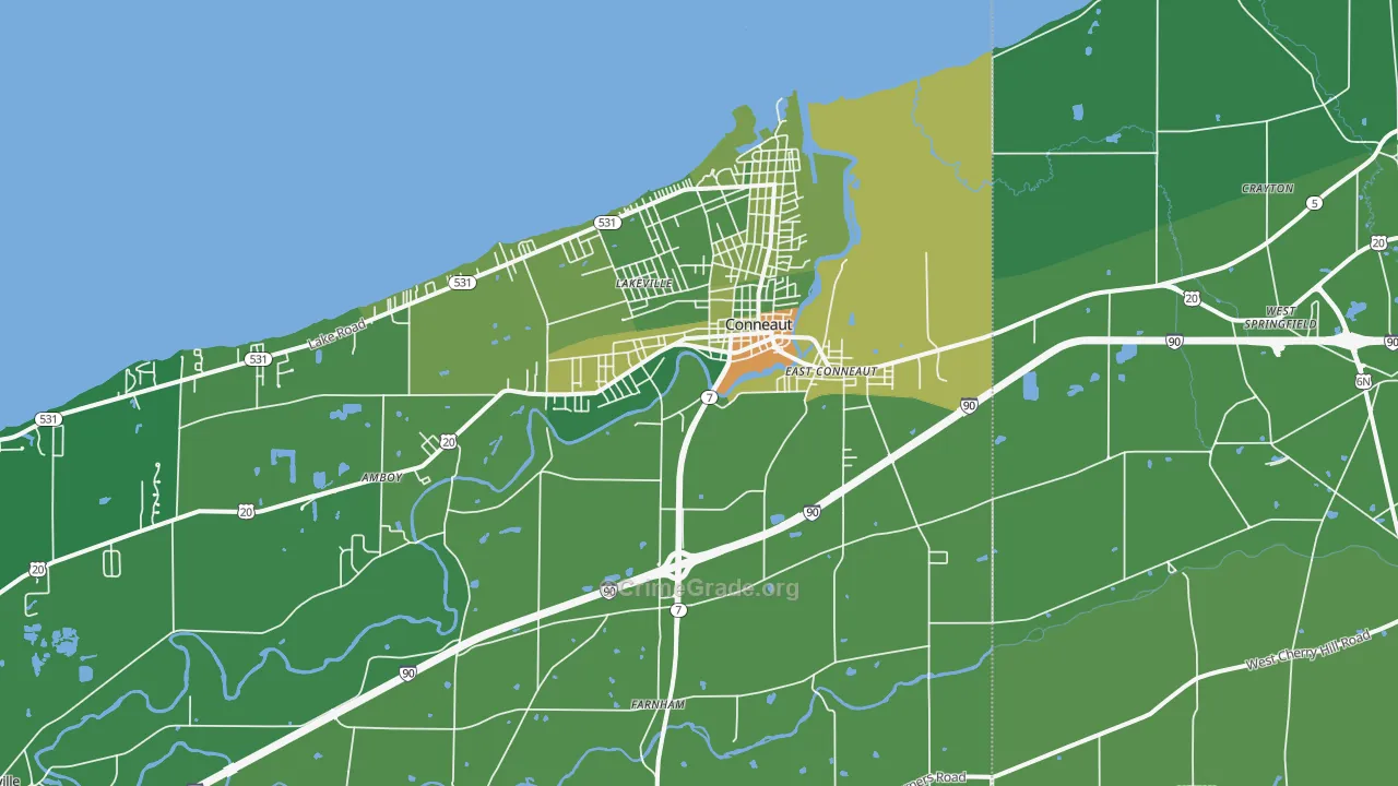Conneaut, OH Map of Drug-Related Crime Rates