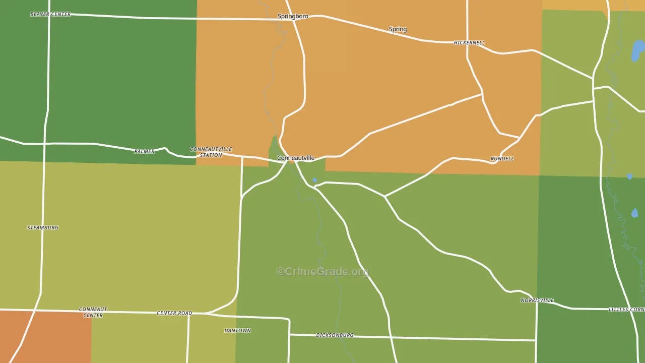 Conneautville, PA Map of Drug-Related Crime Rates