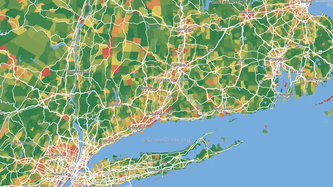 Connecticut Map of Drug-Related Crime Rates