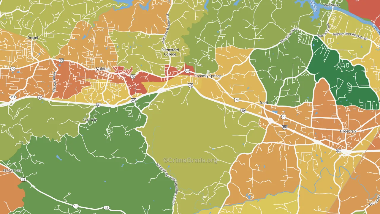 Connelly Springs, NC Map of Drug-Related Crime Rates