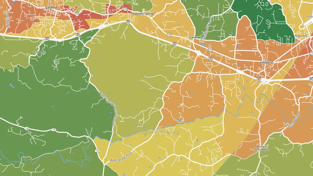 Connellys Springs, NC Map of Drug-Related Crime Rates