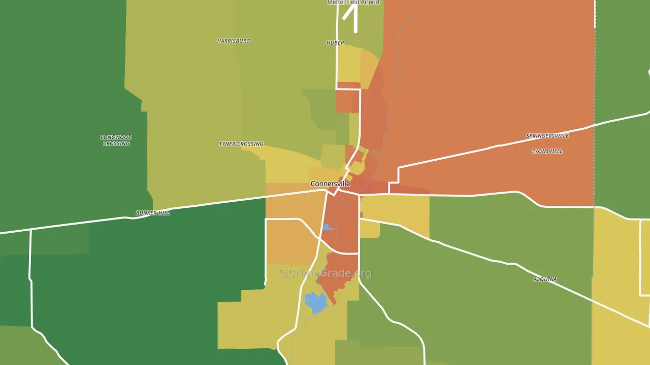 Connersville, IN Map of Drug-Related Crime Rates