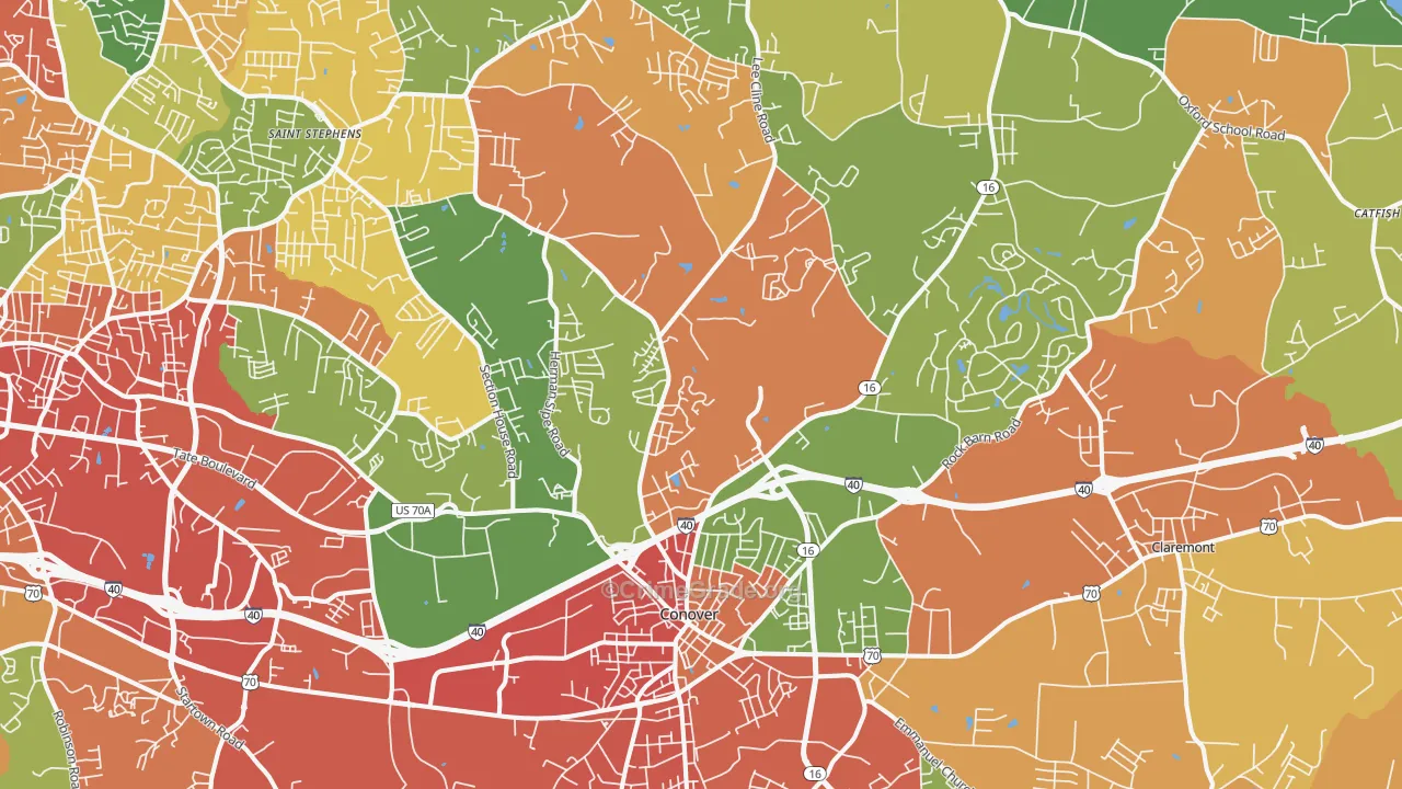 Conover, NC Map of Drug-Related Crime Rates