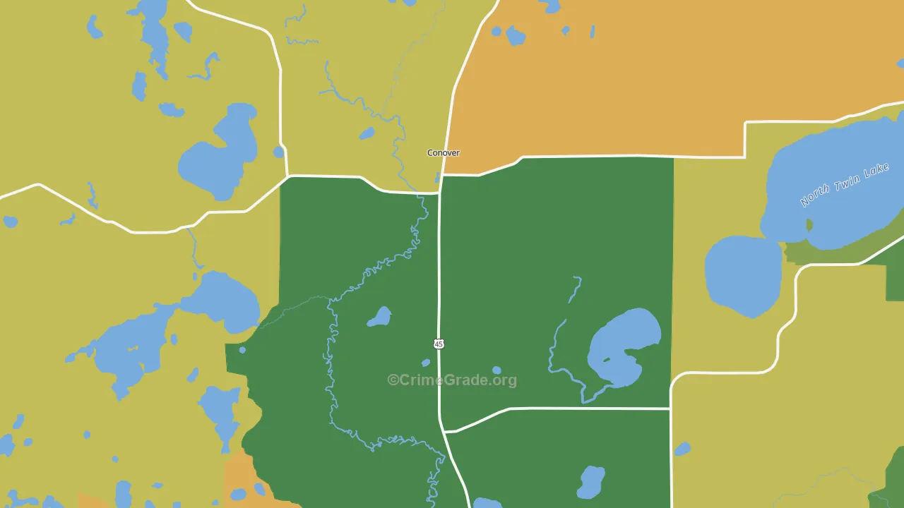Conover, WI Map of Drug-Related Crime Rates