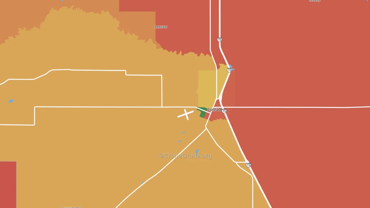 Conrad, MT Map of Drug-Related Crime Rates